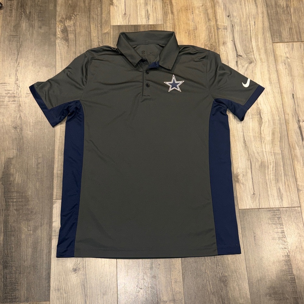 Nike Dallas Cowboys Polo Shirt Mens Large Dri Fit NFL Team Apparel Gray